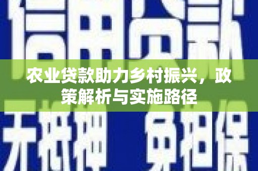 镇远农业贷款助力乡村振兴，政策解析与实施路径