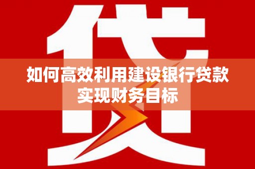 镇远如何高效利用建设银行贷款实现财务目标