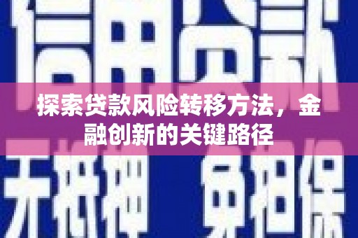 镇远探索贷款风险转移方法，金融创新的关键路径