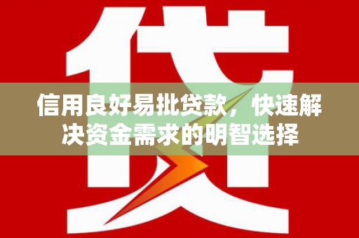 镇远信用良好易批贷款，快速解决资金需求的明智选择