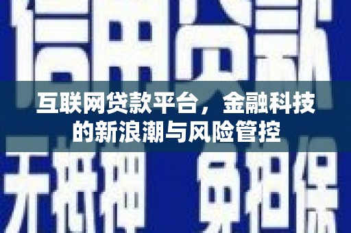 镇远互联网贷款平台，金融科技的新浪潮与风险管控