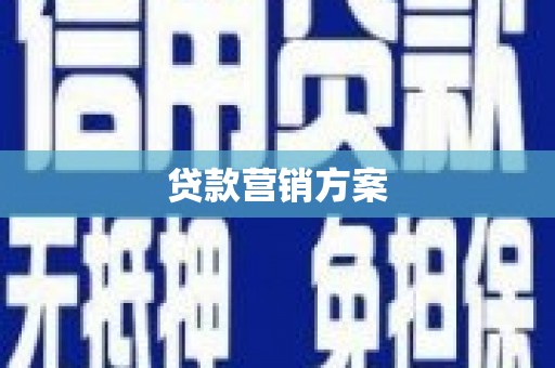 镇远贷款营销方案