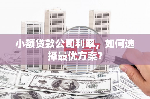 镇远小额贷款公司利率，如何选择最优方案？