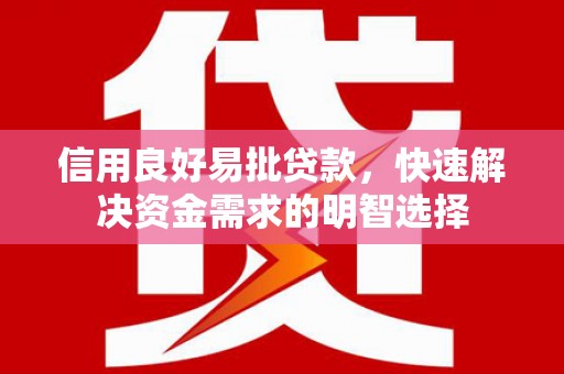 镇远信用良好易批贷款，快速解决资金需求的明智选择