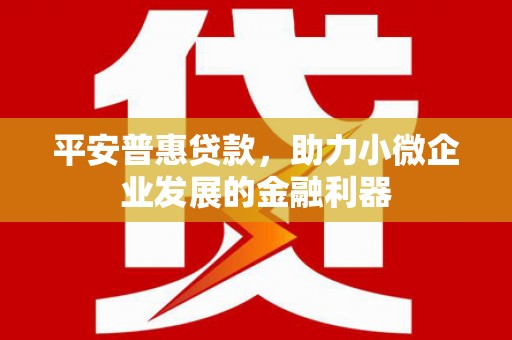 镇远平安普惠贷款，助力小微企业发展的金融利器