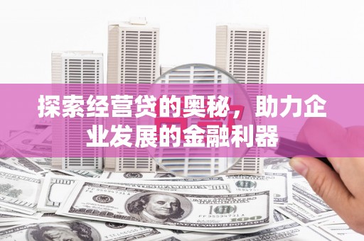 镇远探索经营贷的奥秘，助力企业发展的金融利器